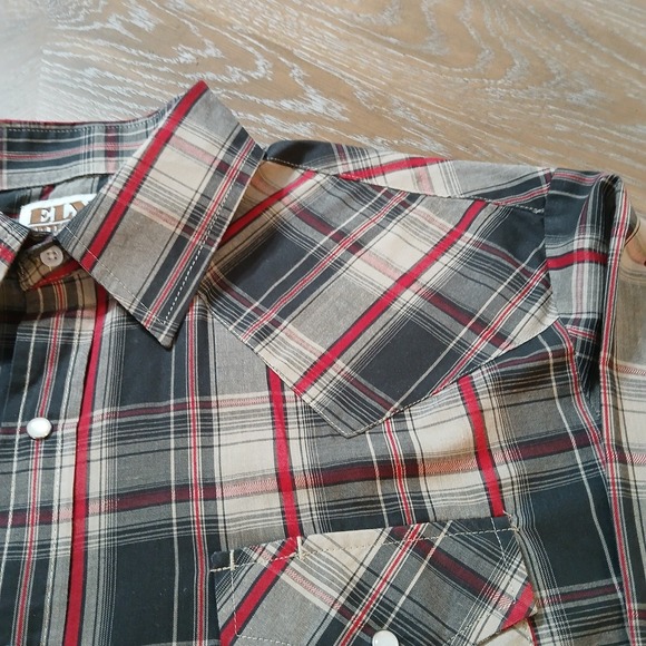 Ely Cattleman Shirt XLMen Pearl Snaps Western Cowboy Long Sleeves RedGray Plaid - Picture 5 of 15